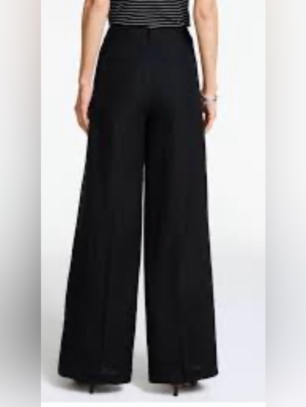 Talbots Sz 10 Irish Linen Black High-Rise Wide-Leg Pants